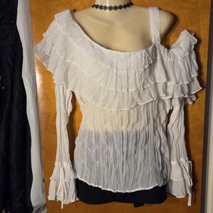 Elegant White Ruffle Off-Shoulder Blouse